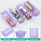 WOWBOX 12 Pack Clear Drawer Organizer Set, Acrylic Drawer Storage Trays - Image 3