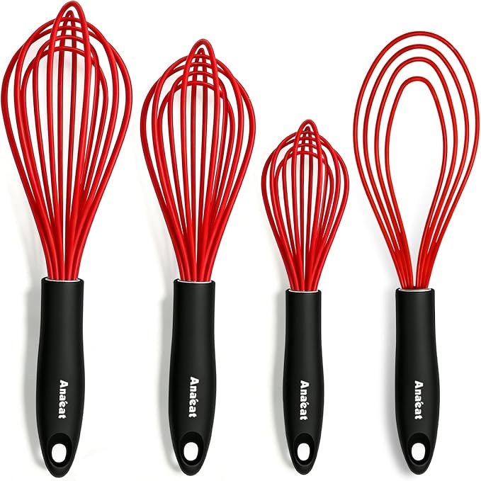 Anaeat Silicone Kitchen Whisk Set of 4, Milk and Egg Beater Blender by Anaeat