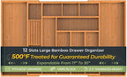 keechee Carbonized Large Bamboo Kitchen Drawer Organizer, 12 Slots Expandable by Keechee