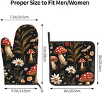 Mushroom Oven Mitt Pot Holder Set Vintage Floral BBQ Cooking Gloves - Image 3