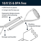 18/0 Stainless Steel Potato Mashers, 10.7-in Kitchen Masher Tool - Image 5