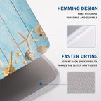 Summer Coastal Dish Drying Mat for Kitchen Counter Seashell Starfish Blue - Image 4