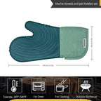 Silicone Oven Mitt Pack, Cotton Lined Gloves, Long Cooking Mitts and Trivet Mats - Image 2