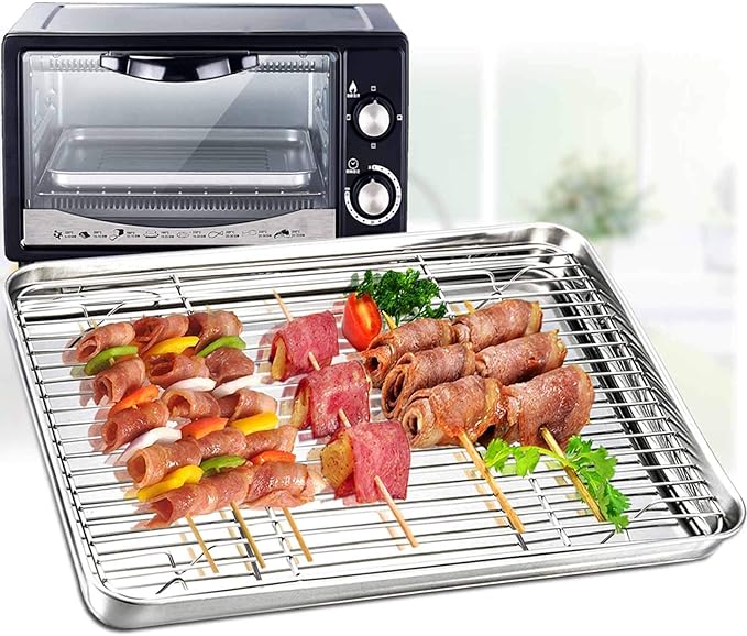 TeamFar Baking Tray and Rack Set, Stainless Steel Baking Pan Cookie Sheet - Image 3