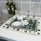 Giwawa Patrick Clovers Dish Drying Mat 18"x24" Lucky Shamrock Spring Leaf Dish - Image 6