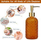 Glass Soap Dispenser with Gold Plastic Pump, 13.5oz Refillable Liquid Hand Soap - Image 4