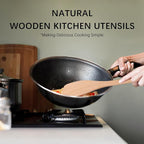2PCS Wooden Spatulas for Cooking, 13inch Uncoated Beech Wood Turners for Frying - Image 5
