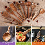 Kitchen Utenails Set with Holder, Kitchen Wooden Utensils - Image 3