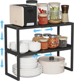 2 Pack Expandable Kitchen Cabinet Shelves Organizer, Heavy Duty Metal Shelving by Cidaziya
