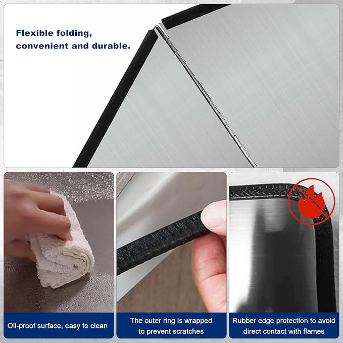 3 Sided Splatter Guard, Foldable Stainless Steel Oil Splatter Screens - Image 5