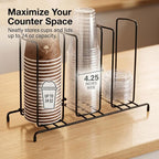 QWORK Wire Frame Cup and Lid Organizer, 3 Compartment Metal Wire Rack - Image 2