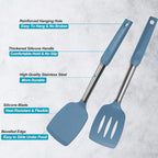 2 Pack Spatulas, Solid & Slotted Silicone Spatula Set, Stainless Steel Handle - Image 3