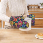 Oven Mitts and Pot Holders Set, Colorful Flower Art Silicone Kitchen - Image 7