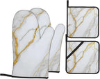 White Gold Marble Oven Mitts and Heat Resistant Pads by Unknown