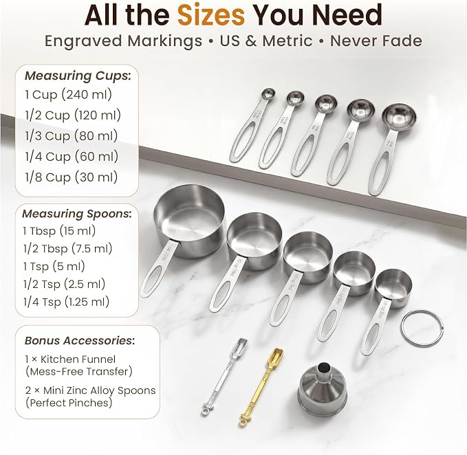 13PCS Stainless Steel Measuring Cups and Spoons Set - Image 7