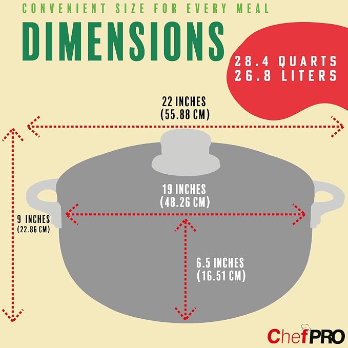ALUMINUM CALDERO STOCK POT by Chef Pro, Durable Aluminum, Superior Cooking - Image 5