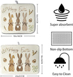 Happy Easter Bunny Dish Drying Mat Rabbits Egg Carrot Dish Pad - Image 2