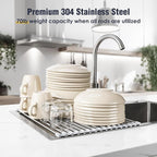 Tomorotec Stainless Steel Roll-Up Dish Drying Rack Marble Color Silicone Edges - Image 5