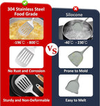 304 Stainless Steel Cooking Utensils Set, Solid Spoon, Skimmer Spoon, Spaghetti - Image 4