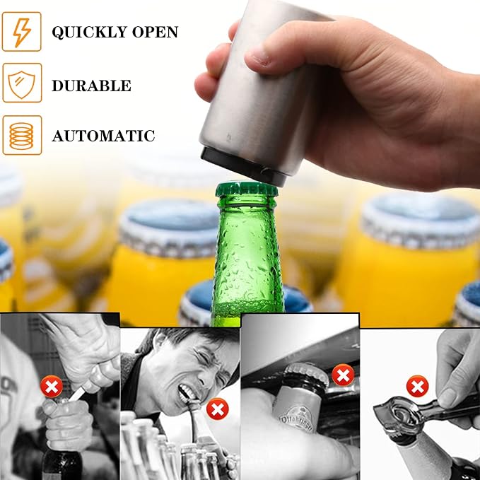 3 Pieces Automatic Magnetic Beer Bottle Opener, Portable Pop the Top Wine - Image 4