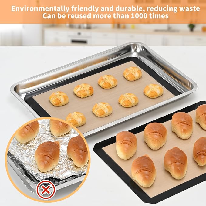 Luckyiren 2-Pack Silicone Baking Mats – Non-Stick Reusable BPA-Free Oven Liners - Image 7