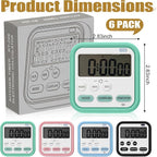 Leumoi 6 Pcs Digital Kitchen Timer 24 Hour Clock and Alarm Function Timer - Image 2
