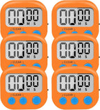 6 Pack Small Digital Kitchen Timer Magnetic Back and ON/Off Switch, Minute by LinkDm