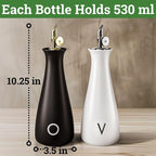Oil and Vinegar Dispenser Set - 530 ML Capacity Matte Ceramic Leak Proof EVOO & - Image 6