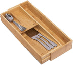 guiogc Bamboo Kitchen Drawer Organizer, Cutlery Tray - Image 4
