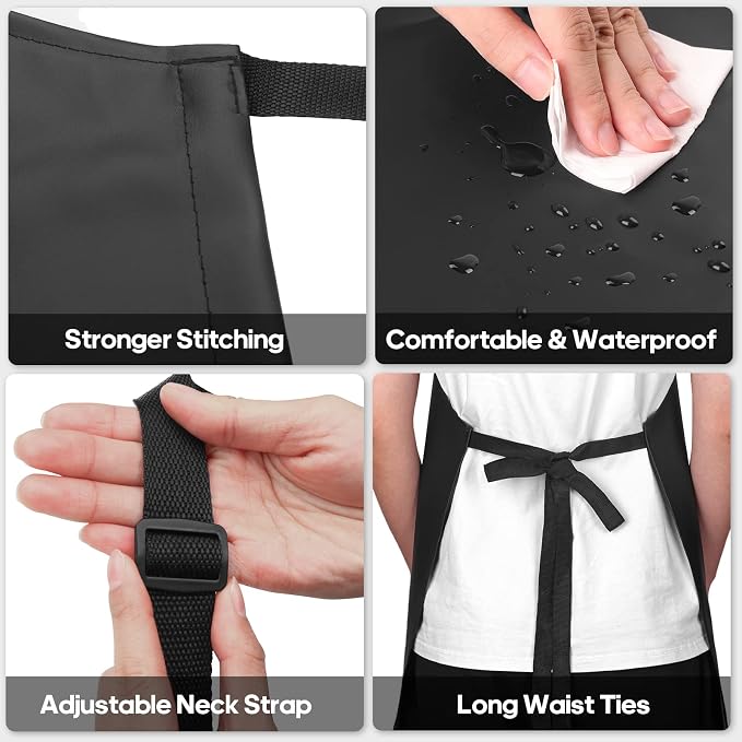 Gotega Waterproof Rubber Vinyl Apron Adjustable Dishwasher Apron - Image 4