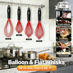 Anaeat Silicone Kitchen Whisk Set of 4, Milk and Egg Beater Blender - Image 7