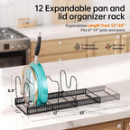 MUDEELA Expandable Pots and Pans Organizer Rack under Cabinet, Pots Lid - Image 2