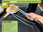 JETKONG 2 Pcs 14-Inch Food Tweezers Stainless Steel Tweezer Tongs Extra-Long - Image 3
