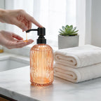 16 OZ Orange Glass Soap Dispenser, Kitchen Hand Soap Dispenser - Image 2