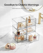Vtopmart 4 Pack Small Clear Stackable Storage Drawers, Acrylic Bathroom Makeup - Image 3