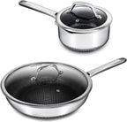 Hybrid Nonstick Cookware Set, Stainless Steel 12 Inch Frying Pan & 2QT Saucepan by Unknown