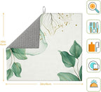 Watercolor Green Palm Leaves Dish Drying Mat 16x18 Inch, Microfiber Absorbent - Image 2