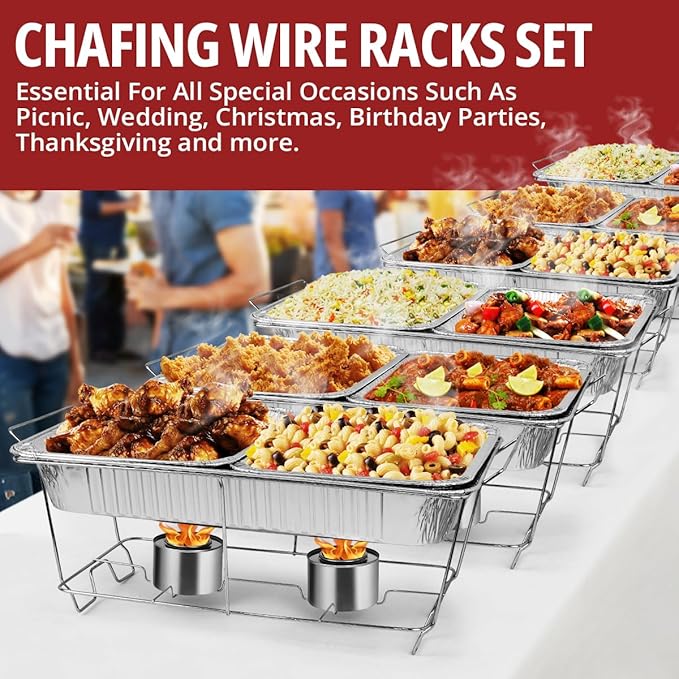 COMFICOVE 6 Pack Chafing Wire Rack Buffet Stand Chrome Frame - Image 3