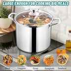 TeamFar 10 Quart Stock Pot, Stainless Steel Tri-ply Large Stockpot Pasta Soup - Image 6