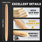 WALFOS French Rolling Pin and Silicone Baking Mat Set, Non-Stick Beech Wood - Image 3