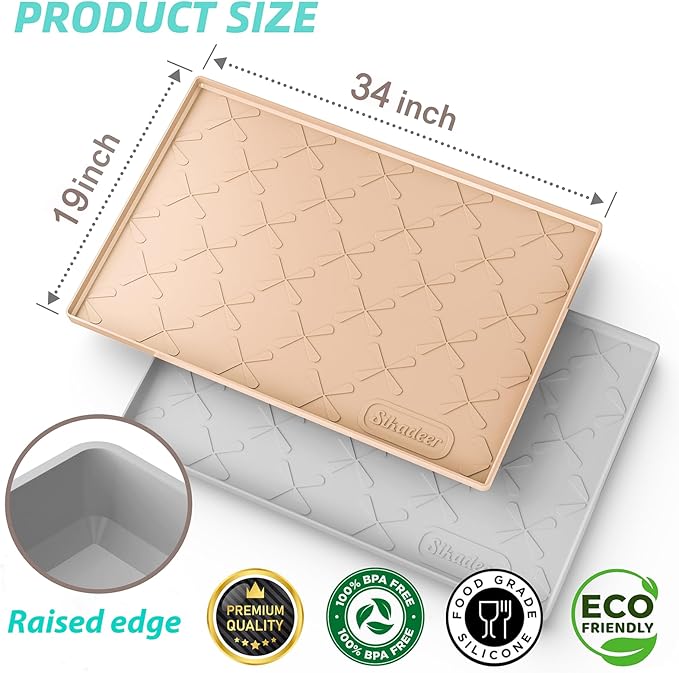 SIKADEER Under Sink Mat Waterproof 34" x 19", Silicone Mat Kitchen Drawer Shelf - Image 3