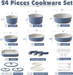 SENSARTE 24 Piece Ceramic Pots and Pans Set, Nonstick Detachable Handle Cookware - Image 2