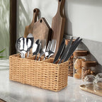 Ayiaren Wicker Flatware Silverware Caddy Cutlery Holder Kitchen Silverware - Image 4