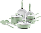 GreenPan Dover Healthy Ceramic Nonstick, 12 Piece Cookware Pots and Pans Set by GreenPan