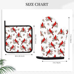 Christmas Cardinal Birds Oven Mitts and Pot Holders Sets of 3, Cardinal Birds - Image 2
