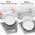 MERRYBOX Roll Up Over The Sink Dish Drying Rack Silicone Wrapped Foldable - Image 7
