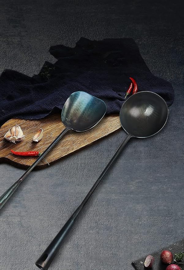 ZhenSanHuan Chinese Traditional HandMade Iron Spatula & Ladle Wok Tool Set - Image 6