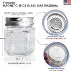 30 Set Magnetic Spice Jars for Refrigerator Hexagon Glass Spice Jars - Image 3