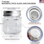 20 Pack Magnetic Spice Jars for Refrigerator, Hexagon Glass Magnetic Spice Jar - Image 3