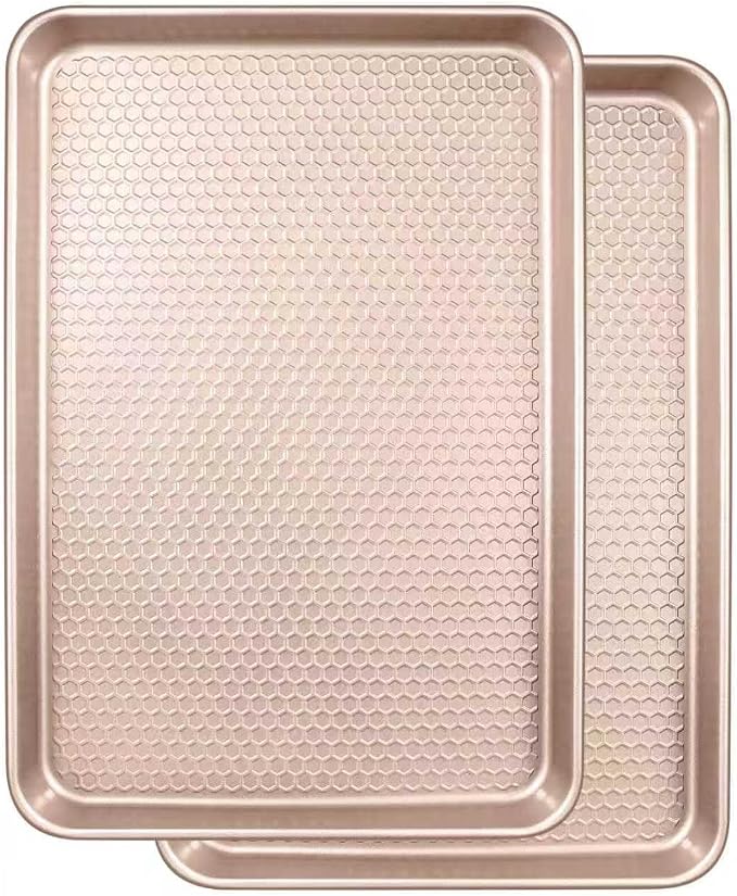 Wildone 2 Pack Half Sheet Baking Pans, Honeycomb Embossed Nonstick Baking Sheet by Wildone